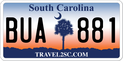 SC license plate BUA881