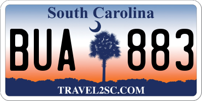 SC license plate BUA883