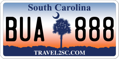SC license plate BUA888