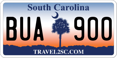 SC license plate BUA900