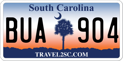 SC license plate BUA904