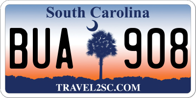 SC license plate BUA908