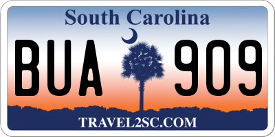SC license plate BUA909
