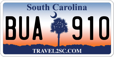 SC license plate BUA910