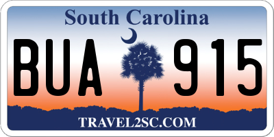 SC license plate BUA915