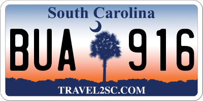 SC license plate BUA916