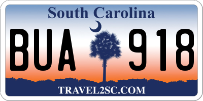 SC license plate BUA918