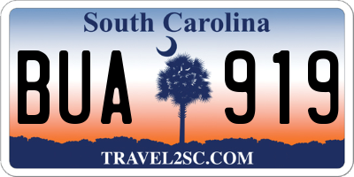 SC license plate BUA919