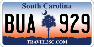 SC license plate BUA929