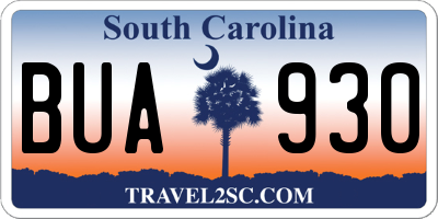 SC license plate BUA930