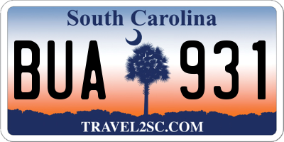 SC license plate BUA931