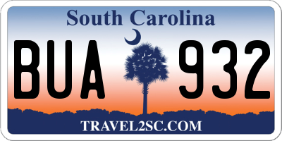 SC license plate BUA932