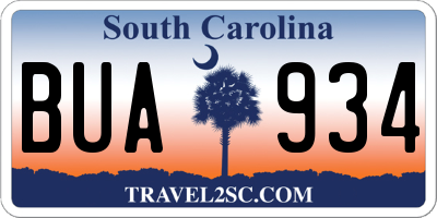 SC license plate BUA934