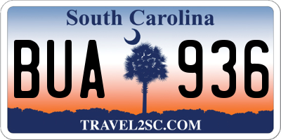 SC license plate BUA936