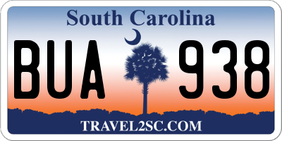 SC license plate BUA938