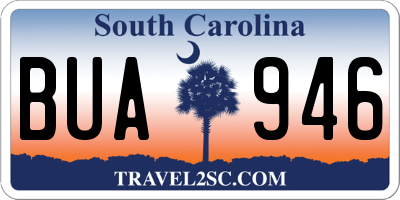 SC license plate BUA946
