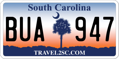 SC license plate BUA947