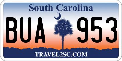 SC license plate BUA953