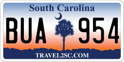 SC license plate BUA954