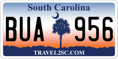 SC license plate BUA956