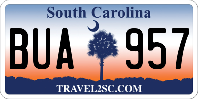 SC license plate BUA957