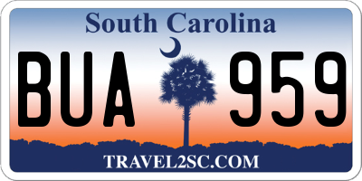 SC license plate BUA959