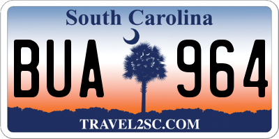 SC license plate BUA964