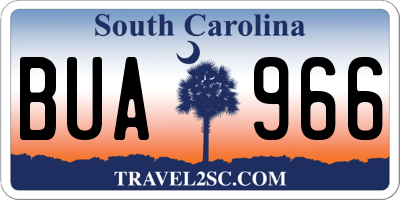 SC license plate BUA966