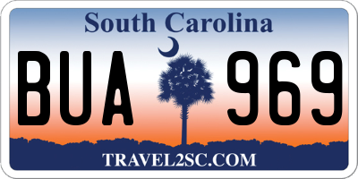 SC license plate BUA969