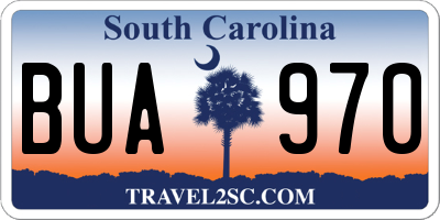 SC license plate BUA970