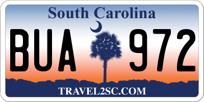 SC license plate BUA972