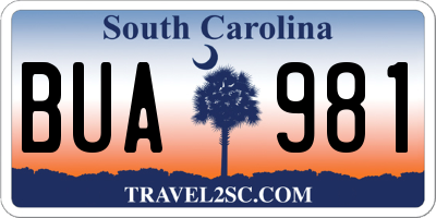 SC license plate BUA981
