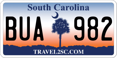 SC license plate BUA982