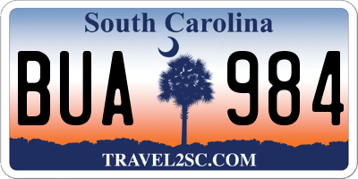 SC license plate BUA984
