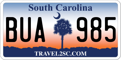 SC license plate BUA985