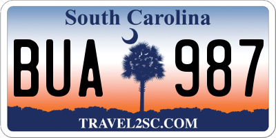 SC license plate BUA987