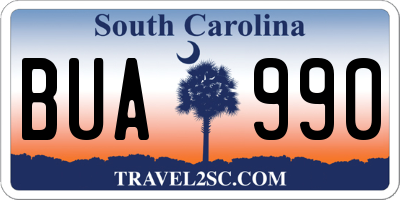 SC license plate BUA990