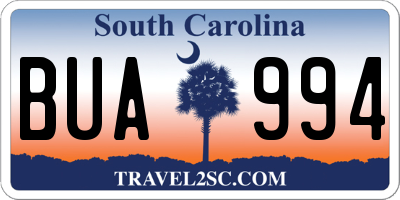 SC license plate BUA994