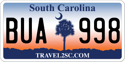 SC license plate BUA998
