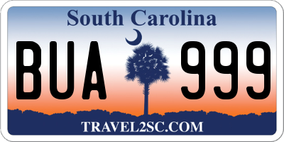 SC license plate BUA999