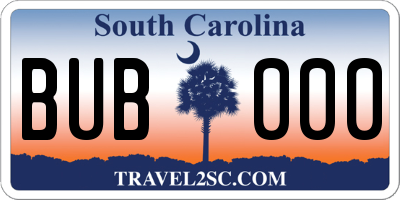 SC license plate BUB000