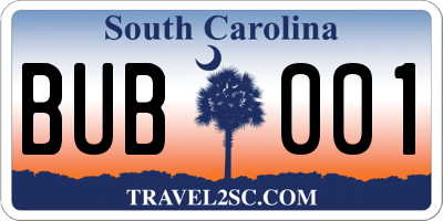 SC license plate BUB001