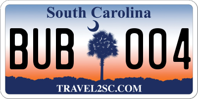 SC license plate BUB004