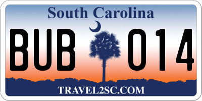 SC license plate BUB014