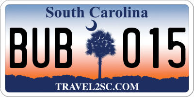 SC license plate BUB015