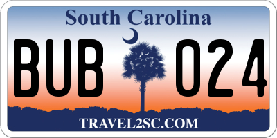 SC license plate BUB024