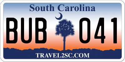 SC license plate BUB041