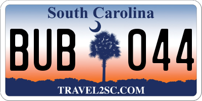 SC license plate BUB044