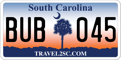 SC license plate BUB045