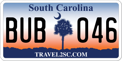 SC license plate BUB046